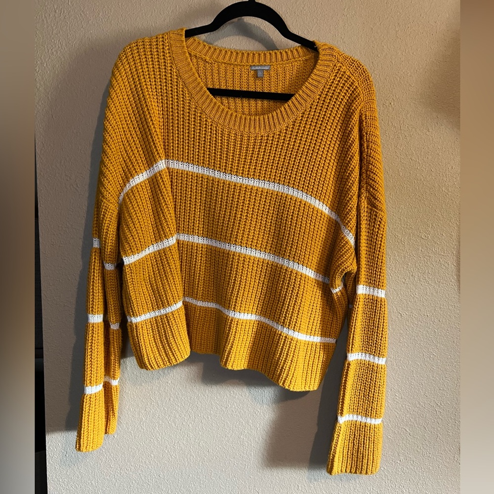 Mustard Charlotte Russe cropped stripe sweater